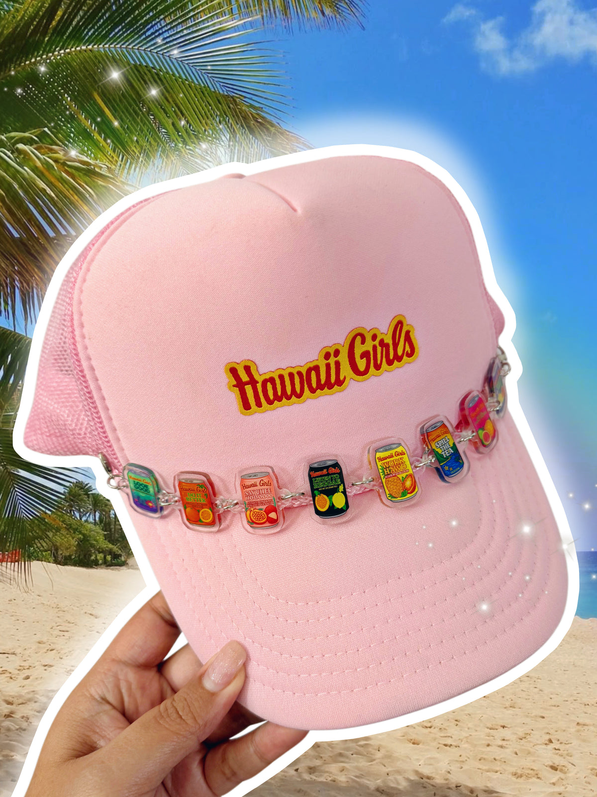 Juicy Can Hat Chain & Oopsie Bag Charm