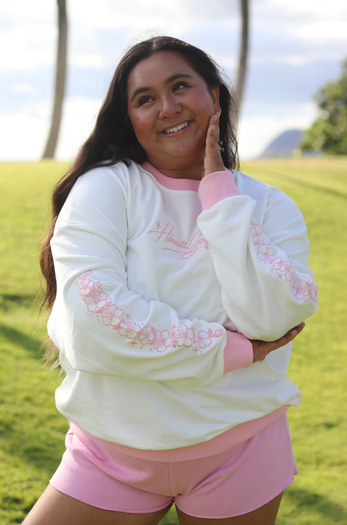 Hawai'i Girls Pink Hibiscus Sweatshirt
